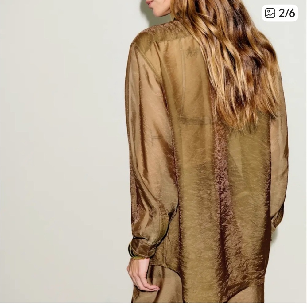 Reformation Eli Oversized Sheer Shirt - Picture 2 of 11
